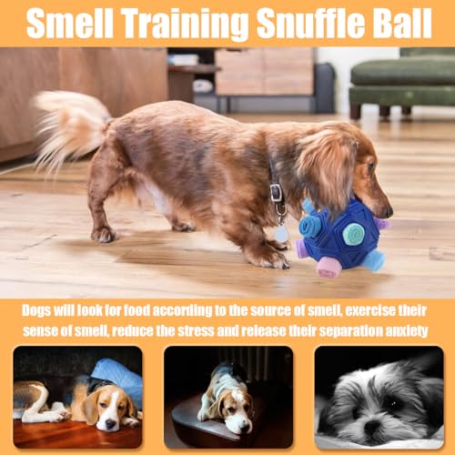 Dog Snuffle Ball-Interactive Puzzle Dog Toys Encourage Natural Foraging Skills Slow Feeder for Training and Stress Relief, Cloth Strip Hiding Food Dog Toys - color: Pink Blue