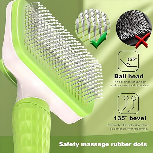Versatile Pet Grooming Brush and Deshedding Tool - Gently Removes Loose Undercoat for Cats and Dogs, Suitable for Pet Massage (Green Light) - color: Light Green