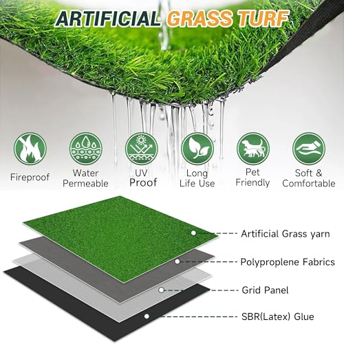 Petgrow Artificial Realistic & Thick Fake Mat for Outdoor Garden Landscape Pet Pad Dog Synthetic Grass Rug Turf (8FTX20FT(160 Square FT) - size: 8 FT x 20 FT (160 Square FT)