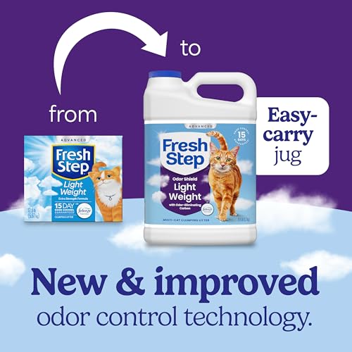 Fresh Step Advanced Odor Shield Light Weight Multi Cat Clumping Litter with Febreze Freshness, Ammonia Block Technology, 11.5 lb. Jug, Pack of 2 | Lightweight Clay Cat Litter, Jug, Easy to Lift and Pour, Scented with Febreze Freshness, Carbon for Strong O
