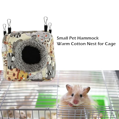 Hamster Rat Hammock Bed, Hanging Cave Shaped Cotton Nest Suitable for Small Animals Hamsters Rat Mouse Gerbil Sugar Glider Squirrels etc (L) - size: Large