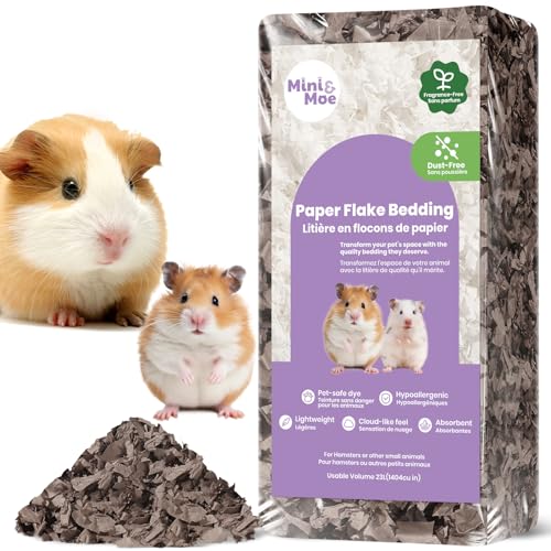 mini&moe Guinea Pigs Bedding Hamster Bedding: Moisture Absorbent and Dust-Free Natural Paper Small Pet Bedding - for Guinea Pigs, Hamsters, and Rabbits, 12 Liters