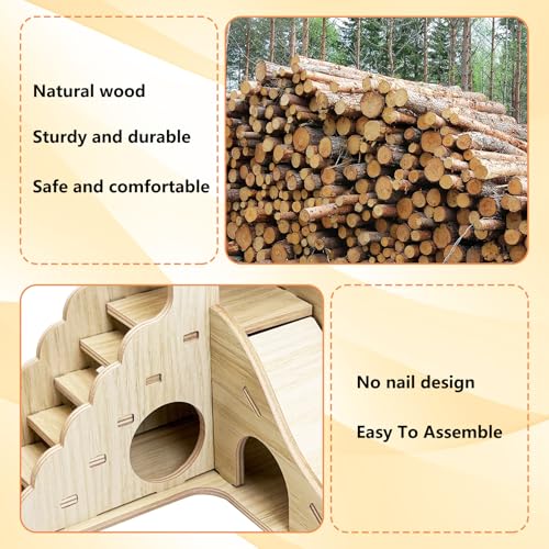 BNOSDM Wood Hamster House Dwarf Hamster Natrual Hideout with Ladder Gerbils Climbing Exploring Seesaw Toys Cage Accessories for Small Hamsters Mouse Mice - color: Style B