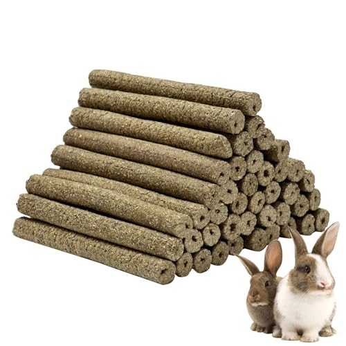 40PCS Timothy Hay Chew Sticks for Small Animals, High Fiber Dental Treats & Cage Enrichment Chews for Hamsters, Rabbits, Guinea Pigs, Chinchillas, Gerbils and Small Pets