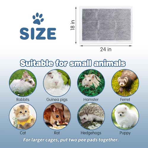 kathson 20 Pcs Guinea Pig Cage Liners Disposable 18" x 24" Rabbit Disposable Potty Training Pad Super Absorbent & Leak-Free Pet Supplies for Bunny Kitten Small Dog Guinea Pig - size: 18" x 24" / 20PCS