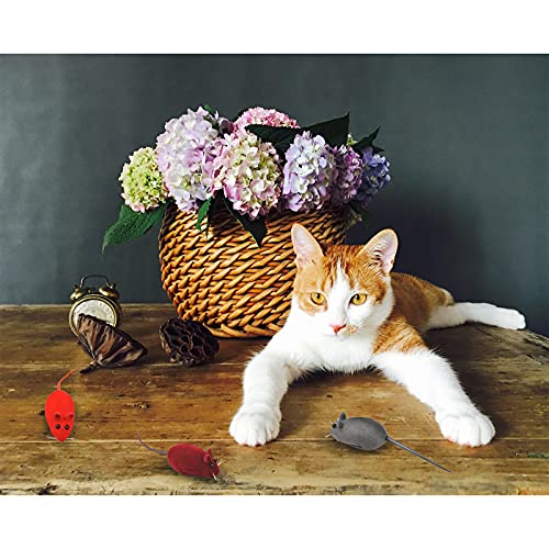 Andiker 3 Pcs Cat Mouse Toy, Flocking Squeaking Mouse Cat Toy 3 Random Colors Soft Small Cat Toys for Indoor Cats Interactive Cat Toy for Cats and Kitten to Catch and Bit (3pcs)