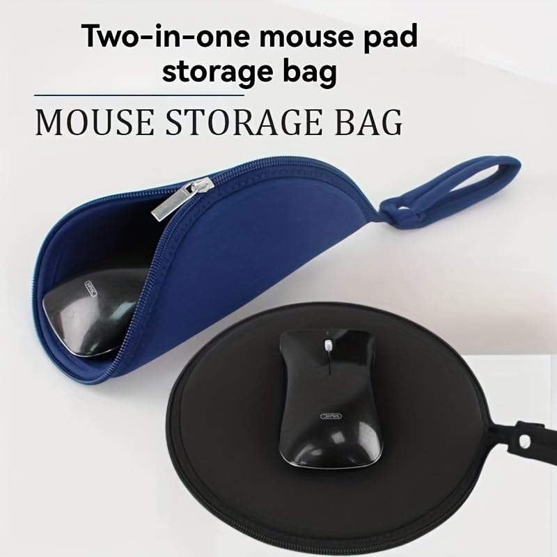 Portable Digital Storage Bag with Mouse Pad & Headphone Pouch Multifunctional Organizer for Travel Data Cables and Accessories (Black)
