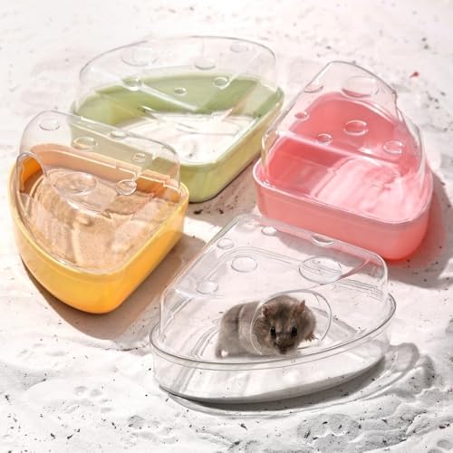 Clear Hamster Sand Bath Box Container Pet Bath Container Cage Supplies for Mice Gerbils Hedgehogs Squirrels(S,White) - color: White, size: S