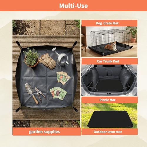 Rabbit Cage Liner, Waterproof PVC Mat, 59x39 Inch Black | Snap edges help contain mess while waterproof PVC protects floors. Wipes clean for daily rabbit cage use.