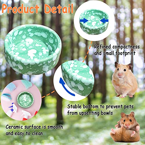 kathson 2 Pcs Hamster Food Bowl Guinea Pig Ceramic Water Bowl Small Animal Feeding Dish for Dwarf Hamster Gerbil Syrian Ferret Hedgehog Chinchilla Bunny (Green)… - color: Green, size: 2Pcs:S