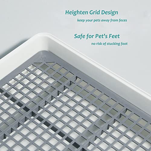 Petlex Rabbit Litter Box with Grate, Super Large Guinea Pig Litter Pan for Cage, Bunny Restroom Litter Tray Small Animals Toilet Potty Trainer for Rabbit Hamster Ferret Rats Guinea Pigs Hedgehog - size: Small