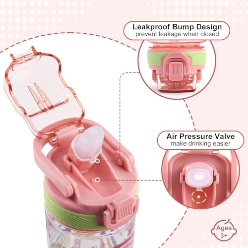 Kids Water Bottle for School, 16 Oz Plastic Water Bottle, 1 Pack | Silicone Spout, Pop-Up Cover, BPA Free & Dishwasher Safe, Flower - color: Flower, size: 16.2 Ounces