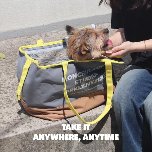 Dog Tote Bag for Small Dogs 4–20 lbs with Safety Leash, Purse carrier, Gray | safety leash hooks, removable cushion cover, and flat support base for comfortable everyday travel and hands-free carrying. - color: Gray