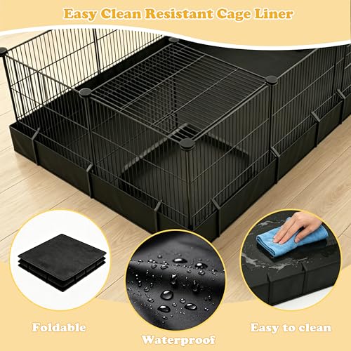 Xymoso DIY Guinea Pig Cages with Waterproof Canvas Bottom,16 Panels Small Animal Cage Pet Playpen with Door for Bunny Turtle Hedgehog,Indoor Metal Wire Yard Fence Outdoor