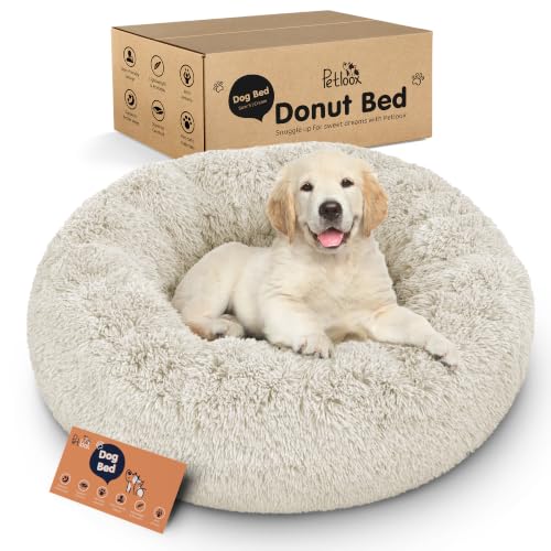 Donut Dog Bed - Premium Comfort for Anxiety Relief - Fluffy & Calming Design with Ultra-Plush Support | Cozy Round Dog Bed with Super Soft Circle Style (Cream, Small) - color: Cream, size: Small (23"L x 23"W x 8"Th)