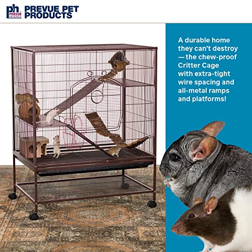 Prevue Pet Products Rolling Small Animal Cage - Ideal for Rats, Chinchillas, Ferrets, Guinea Pigs, Chew-Proof Critter House, Easy to Clean - Earthtone Dusted Rose Hammertone Finish