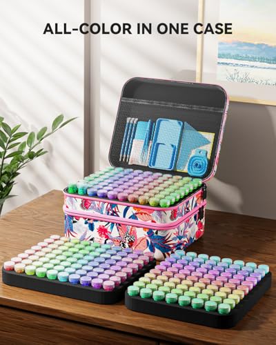 ARTDOT 240 Slots Storage Container for Diamond Art Kits for Adults, Portable Bead Storage Boxes for Diamond Painting Accessories and Tools - color: Pink, size: X-Large