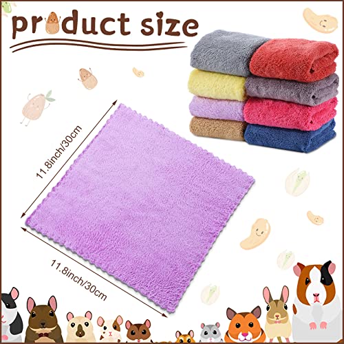8 Piece Multi Animal Cage Liners Fleece Bedding Mats Warm Towels for Hamsters Rabbits Ferrets Hedgehogs by Guinea Pig Blankets (Multicolor, 11.8 x 11.8 Inch)