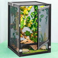 13 Gal Foldable Reptile Terrarium for Gecko & Dragon | 360° clear view with detachable & foldable design for portability. High airflow mesh. Fits crested geckos, chameleons - size: 18x13x13 Inch