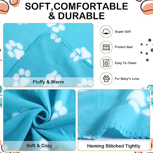 Tegeme 12 Pcs Fleece Pet Blankets Paw Print Dog Cat Bedding, 18 x 24 Inches | Soft Warm Sleep Mats, Paw Print Design Cage Liner Sleep Mat Pad for Puppy, Kitten, Small Animals, Cage Liner, Bedding Cover - size: 18 x 24 Inches