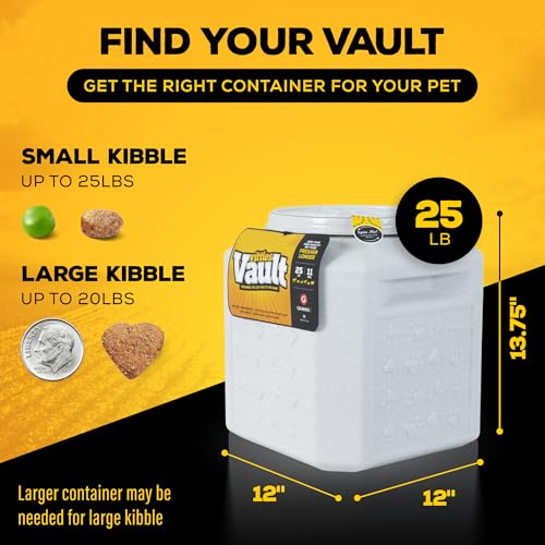 Gamma2 Vittles Vault Pet Food Storage Containers - Sealed Dog and Cat Food Storage Container, Fits up to 25lbs, Made in the USA - [12"L x 13.75"H] | Made in USA, 12 inch long by 13.75 inch tall, airtight lid keeps kibble fresh and pests out, a durable pan
