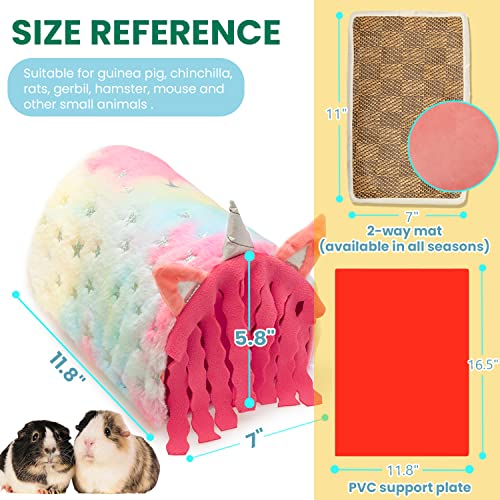 PAWNISAW Guinea Pig Hideout, Washable Fleece Pink Tunnel House & Cage Tube | Small Animal Bedding & Cage Accessories, Playing Habitat for Hamster, Rat, Hedgehog, Chinchilla - color: pink