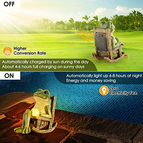 FOXMIS Miniature Frog Garden Statue Mom Dad Gifts Home Decorations Fairy Garden Accessories Outdoor Lights Solar Garden Frog Decor Art Housewarming Gift for Patio,Yard,Lawn Ornament,3.89"x2.36"x3.93 - color: Green