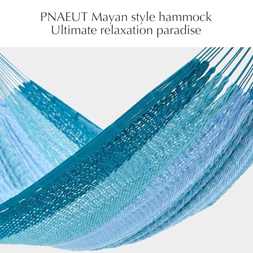 Handwoven Rope Mayan Hammock for Outside, 600 lbs Capacity | 2 Person, Portable Carrying Bag, Easy-Used Tree Straps, Carabiners, Soft Fabric, Patio (Pine Lake, X-Large) - color: Pine Lake, size: X-Large
