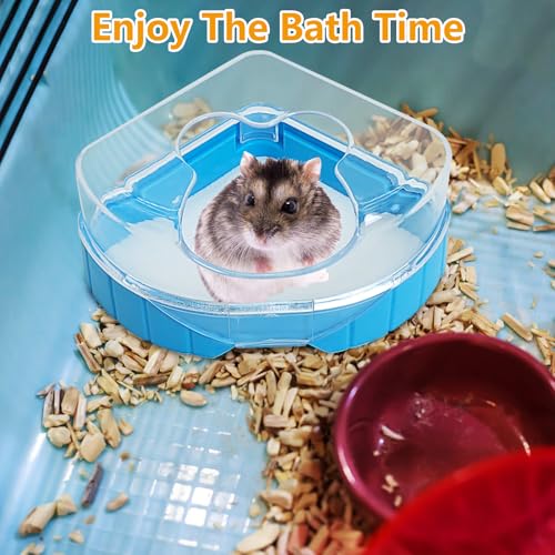 kathson Hamster Sand Bath Kit, 2LB Bathing Sand for Gerbils with Plastic Sandbox Chinchilla Cleaning Powder Dust Free Small Animals Showering Sand for Rodent Mice Rat Mouse