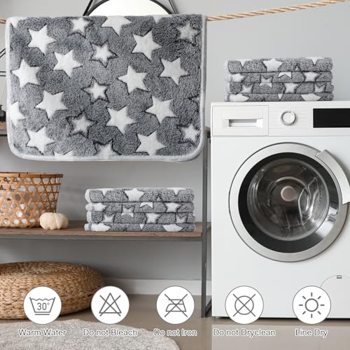 Tudomro 8 Pcs Absorbent Guinea Pig Blankets Washable Small Animal Fleece Bedding Cage Liners Reusable Pet Sleep Mat Pad Cover for Ferret Chinchilla Furniture Protection(Grey Star,16 x 24 Inch) - size: 16 x 24 Inch
