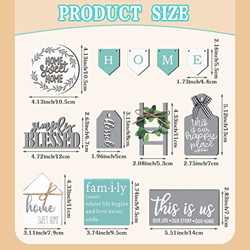 FairySandy 11 pcs Home Tiered Tray Decor This is us Rustic Farmhouse Tiered Tray Decorations Set Home Wooden Signs Vintage Farm Animal Farmhouse Tabletop Wood Signs for Kitchen Table Shelf Decor - style: Minimalist