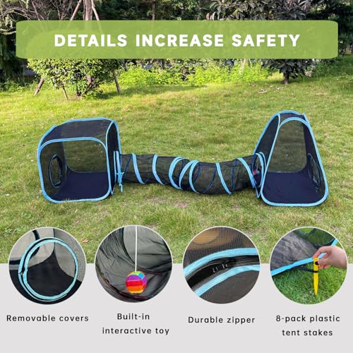 Outdoor Cat Enclosures, Cat Tunnels Catio Tents Cubes for Indoor Cats with Play Ball, Collapsible Outside Playpen Tunnel for Kitty, Rabbit, Puppy and Small Animals
