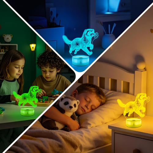 Ammonite Ferret Night Light, 3D LED Lamp with Remote, 16 Color Changing & Timer, Room Decor Light, Vibrant Ambient Lighting, Birthday Xmas Gift for Kids Adults - color: Color-Ferret