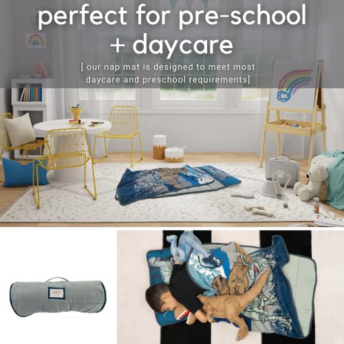 Jurassic World 24"(W) X 45"(L) Soft Toddler Nap Mat with Pillow and Blanket Perfect for Preschool, Daycare, and Travel (100% Official Licensed Product) - color: Jurassic World