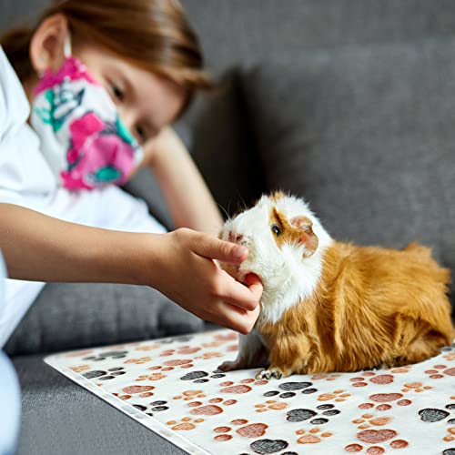 YUEPET Guinea Pig Blankets 3 Pack, Waterproof-Backed Fleece Liners, S | Guinea Pig Fleece Cage Liners, Waterproof Backing, Washable mats, Soft Fleece Surface, 23 x 16 in - color: White+pink+coffee, size: S-23"×16"