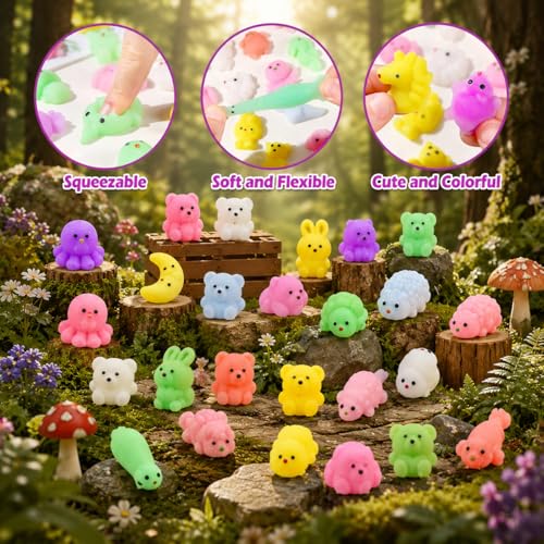 100 PCS Mystery Bag Animal Mochi Squishy Toys, Mini Blind Bags Bulk Cute Kawaii Sensory Fidget Surprise Toys for Kids, Classroom Prizes, Party Favors, Treasure Box Rewards, Goodie Bag Stuffers - color: 100pcs Mochi Toys
