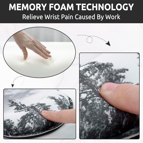 KONVINIT Ergonomic Mouse Pad with Wrist Rest, Small Mousepad with Non-Slip Rubber Base and Smooth Surface, Grey Mouse Pads for Desk, Office Desk Accessories - color: Grey Mountains