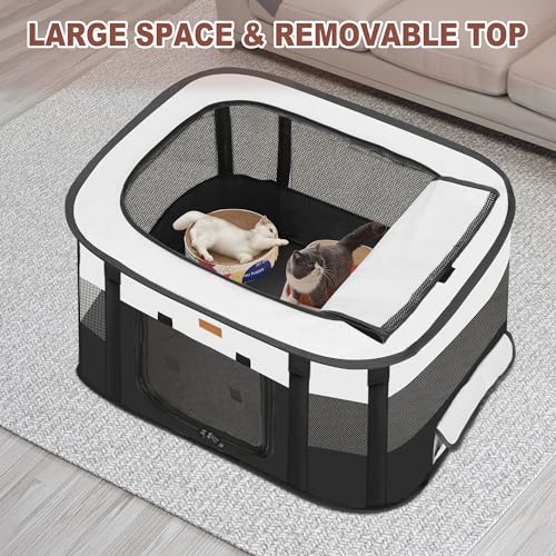 Dog Playpen - Foldable Cat Play Pens for Pubby, Kitten, Rabbit, Portable Pet Tent with Carring Bag for Indoor/Outdoor Travel Camping Black X-Large - color: Black, style: X-Large
