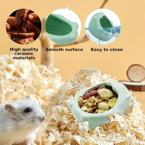 Small Ceramic Pet Hamster Bowl, Easy to Clean Anti Flipping Small Animal Bowls, Hamster Food and Water Bowl for Golden Bears, Rabbits, Hedgehogs, Dutch Pigs, Parrots (Pink) - color: Pink