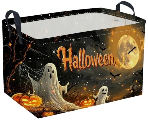 Sanjiaofeng Rectangular Halloween Ghost Storage Basket,Trick or Treat Halloween Basket for Kids,Halloweens‌ Party Candy Gift Baskets(Mysterious Ghost) - color: Mysterious Ghost