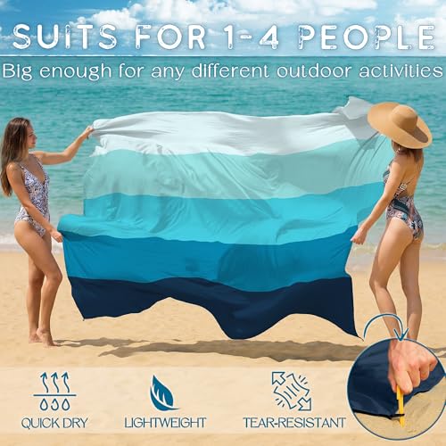 BYDOLL Beach Blanket Waterproof Sandproof,78''X81''/78''X110'' Large Sand Free Oversized Lightweight Sand Resistant Blanket, Picnic Mat for Beach Travel Camping Hiking Essentials - color: Sea, size: 78''X81"