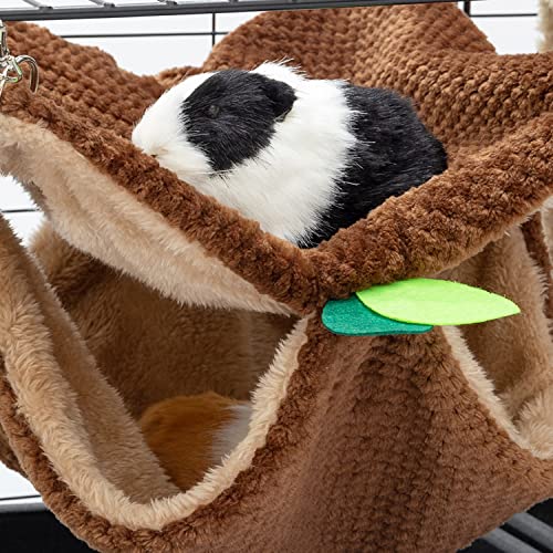 Guinea Pig Hideout, Fleece Rat Tunnel & Hammock Set House Cage Accessories | Small Animal Bed for Rat Chinchilla Hamster Hedgehog, Pet Hammock for Playing Sleeping