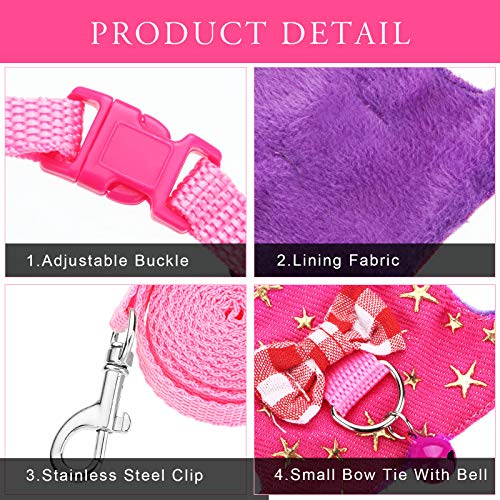 4 Pieces Ferret Harness and Leash Set Ferret Leash Small Pet with Cute Bowknot and Safe Bell Decor Chest Strap Harness for Outdoor Walking Rabbit Guinea Pig Bunny Hamster Puppy Kitten(Small)