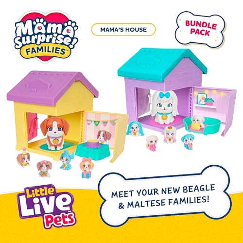 Little Live Pets Dog House Playset Bundle, Mama Surprise Families Beagle and Maltese Collection, Interactive Fold-Out Dog Playset Toy Gift for Kids 5+ | 2 fold-out houses reveal 4-6 surprise pups each, 80+ to collect; gift for kids ages 5+ - style: Beagle