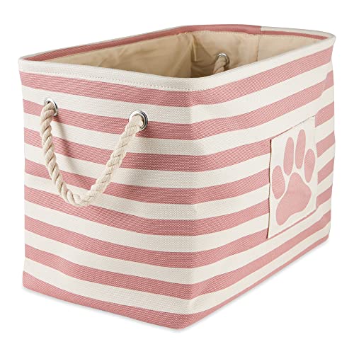 Bone Dry Pet Storage Collection Striped Paw Patch Bin, Rose, Small Rectangle - color: Rose, size: Small Rectangle