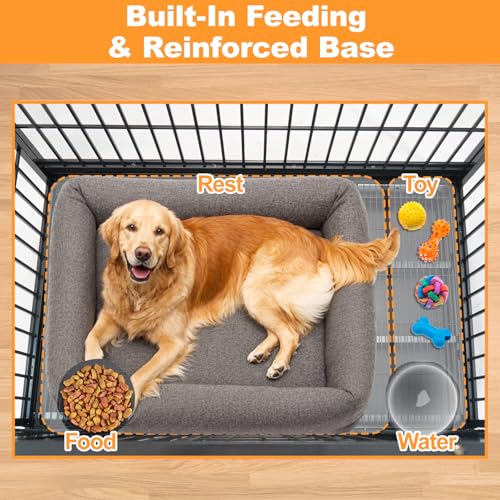 Homey Pet Two Tier Heavy Duty Stackable Dog Crate Cage Kennel for Large Dog | 47 Inch Indestructible Kennel with Wheels, Removable Trays and Grids, Escape Proof Auto Lock, Ideal for Breeders and Groomers - size: 46.5"L x 28.5"W x 68"H