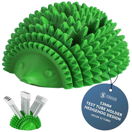 S I Schaller Industries Hedgehog Test Tube Holder, 13mm - Veterinary Blood Test Tube Rack, Holds 12 Vials, Compact Fun Design Organizer for Veterinary and Research Lab Use - Green - color: Green, size: 13mm Tubes