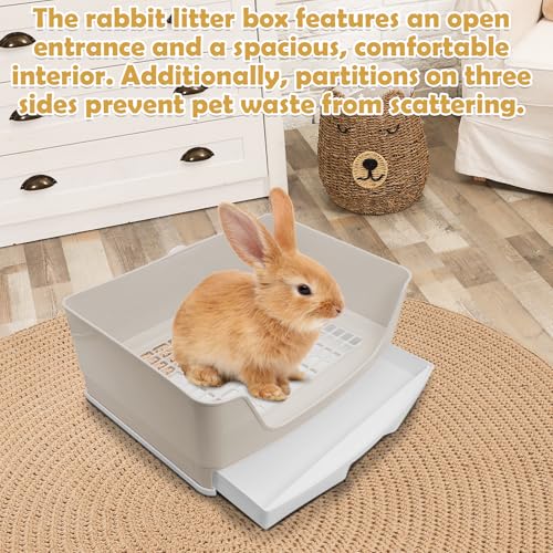 kathson 2PCS Large Rabbit Litter Box Trainer, Potty Corner Toilet with Drawer Bigger Pet Pan for Adult Hamster, Guinea Pig, Ferret, Galesaur, Bunny and Other Animals (Brown) - size: 2PCS, Brown