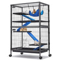 Fragess Small Animal Cage, 50" H Large Metal Rolling 5-Tiers Guinea Pig Cage, Ferret Cage, Rabbit Cage, Chinchilla Cage for Rats/Hamsters, 0.5" Bar Spacing with Removable Ramp & Platform (Large)