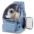 Cat Backpack Carrier Clear Bubble Window for Cats & Small Dogs up to 15 lb | Large Space Breathable Foldable Pet Carrier Airline Approved, Mesh Entry Safety Tether Washable Pad, Travel Hiking Outdoor - color: Blue